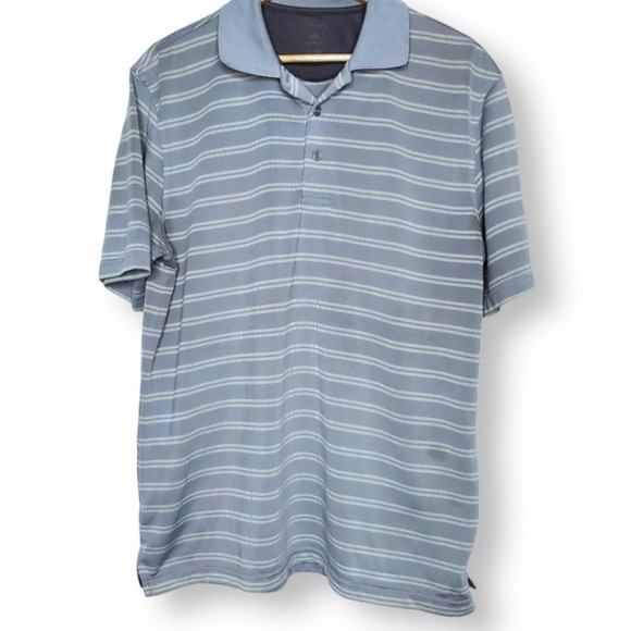 George Short Sleeve Polo Shirt Gray Stripe Size L - Picture 1 of 7